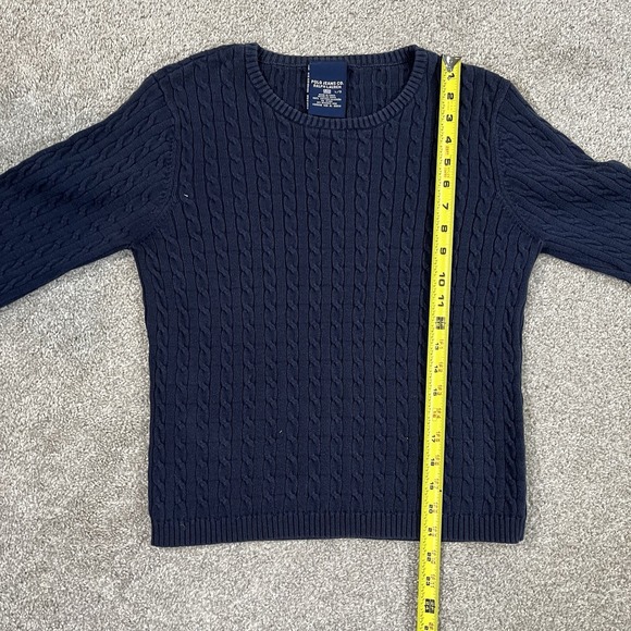 Polo Jeans Co Ralph Lauren Sweater Womens L Navy Blue Cable Knit Cotton Classic - Picture 3 of 9